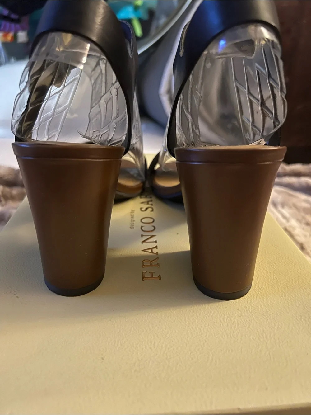 Franco Sarto Women's Brown/Black Strappy Ankle Strap Buckle Sandals Solid 7.5 M
